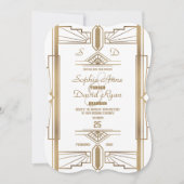 Glam White Roaring 20's Great Gatsby Wedding Kaart (Voorkant)
