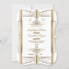 Glam White Roaring 20's Great Gatsby Wedding Kaart