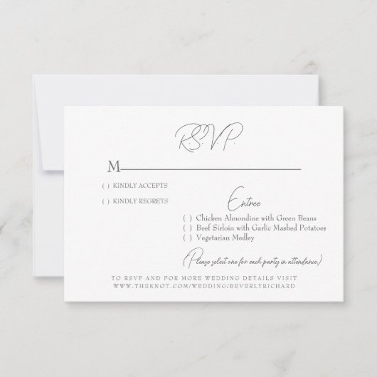 Glam White & Silver Wedding RSVP Kaart (Voorkant)