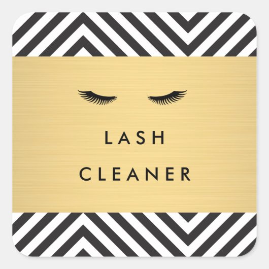Glam Wimpers met Bold Pattern Lash Cleaner Vierkante Sticker (Voorkant)