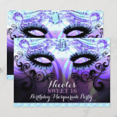 Glam Wimpers Paarse Masquerade Party Uitnodigingen (Voorkant / Achterkant)