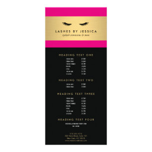 Glam wimpers roze en goud reclamekaart