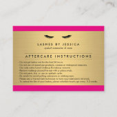 Glam Wimpers Roze en Gouden Nazorg Kaart Visitekaartje (Voorkant)