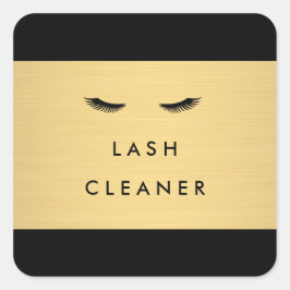 Glam Wimpers Zwart en Gold Lash Cleaner Vierkante Sticker