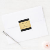 Glam Wimpers Zwart en Gold Lash Cleaner Vierkante Sticker (Envelop)