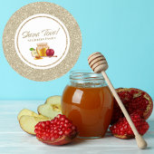 Glam Wit en Goud Glitter Joodse Rosh Hashanah Ronde Sticker