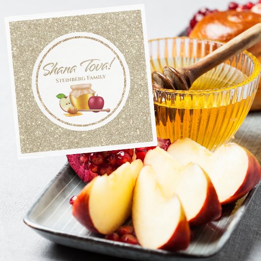 Glam Wit en Goud Joods Hebreeuws Rosh Hashanah Servet