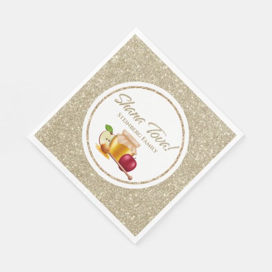 Glam Wit en Goud Joods Hebreeuws Rosh Hashanah Servet (Hoek)