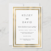 Glam wit goud geometrisch lijst elegante bruiloft kaart (Voorkant)
