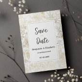 Glam wit goud grijs marmer bloemen Save the Date Kaart