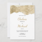 Glam wit goud zilver glitter luxe bruiloft kaart (Voorkant)