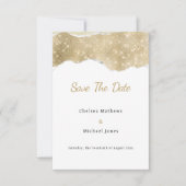 Glam wit goud zilver glitter Save The Date (Voorkant)