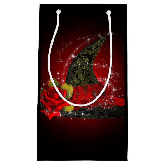 Glam Witch Pet Lacy Black & Red Sparkle Party Klein Cadeauzakje (Voorkant)