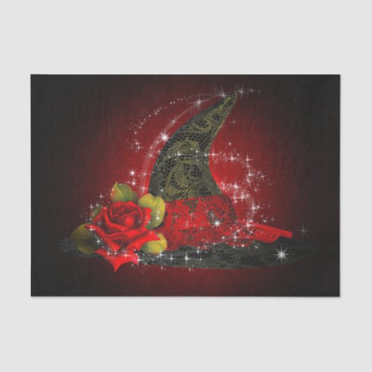 Glam Witch Pet Lacy Black & Red Sparkle Party Tissuepapier (Voorkant)