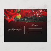 Glam Witch Pet Lacy Black & Red Sparkle Party Uitnodiging Briefkaart (Achterkant)