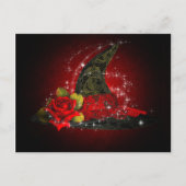 Glam Witch Pet Lacy Black & Red Sparkle Party Uitnodiging Briefkaart (Voorkant)