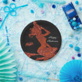 Glam Witch vliegt op Broom Halloween Party Papieren Bordje (Feest)