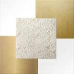 Glam witgouden bladeren tegeltje<br><div class="desc">Witte tegel met goudblaadjes.</div>