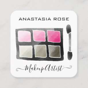 Glam Witte & Roze Oogschaduw Palet Make-up Artiest Vierkante Visitekaartje