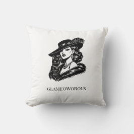 Glam Woman with Cat Fashion Illustration Kussen
