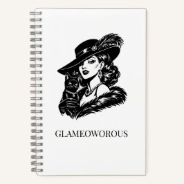Glam Woman with Cat Fashion Illustration Notitieboek