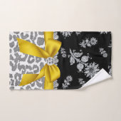 Glam Yellow Bow-Grey Leopard-Silver Floral Sparkle Bad Handdoek (Handdoek)