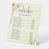 Glam Yellow Gold Glitter Agate Marble Monogram Reclamebord Met Voetstuk (Voorkant)