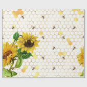 Glam Yellow Sunflower Gold Honeycomb Bee Cadeaupapier (Vlak)