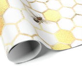 Glam Yellow Sunflower Gold Honeycomb Bee Cadeaupapier (Rol Hoek)