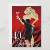 Glam Zebra Bombshell 40th Birthday | rood Kaart (Voorkant)