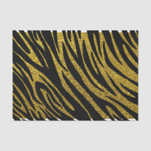 Glam Zebra Strepen & Gouden Faux Glitter Tissuepapier