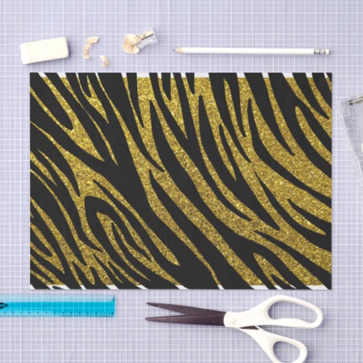 Glam Zebra Strepen & Gouden Faux Glitter Tissuepapier (Craft)