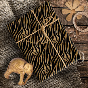 Glam Zebra Strepen Patroon Zwart Goud ID1151 Cadeaupapier