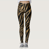 Glam Zebra Strepen Patroon Zwart Goud ID1151 Leggings (Voorkant)