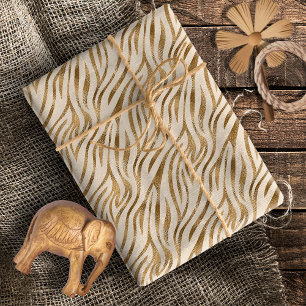 Glam Zebra Stripes Patroon Safari Gold ID1151 Cadeaupapier