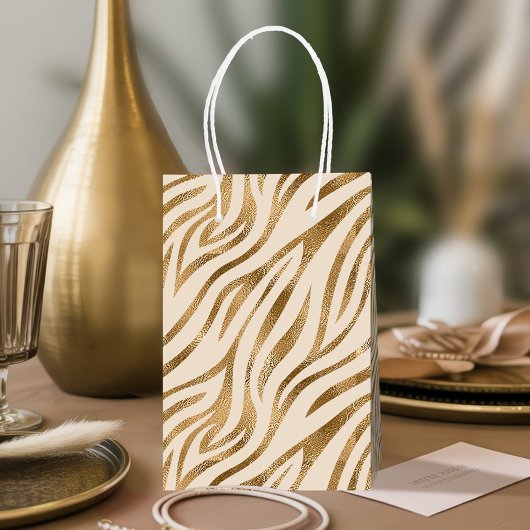 Glam Zebra Stripes Patroon Safari Gold ID1151 Medium Cadeauzakje