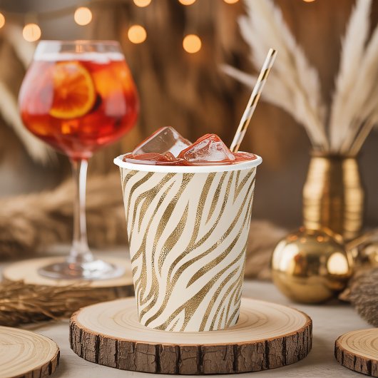 Glam Zebra Stripes Patroon Safari Gold ID1151 Papieren Bekers