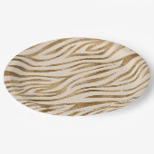 Glam Zebra Stripes Patroon Safari Gold ID1151 Papieren Bordje (Gekanteld)