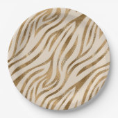 Glam Zebra Stripes Patroon Safari Gold ID1151 Papieren Bordje (Voorkant)