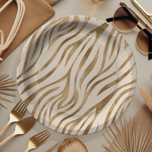 Glam Zebra Stripes Patroon Safari Gold ID1151 Papieren Bordje