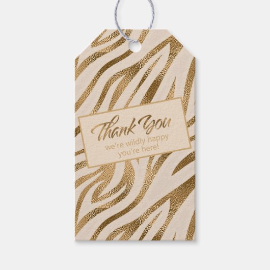 Glam Zebra Stripes Safari Bedankt Gold ID1151 Cadeaulabel (Voorkant)