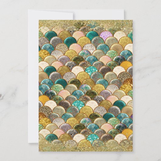 Glam Zeemeermin Baby shower Goud Glitter & Blauwgr Kaart (Achterkant)