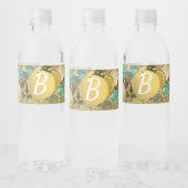 Glam Zeemeermin Goud Blauwgroen Schalen Verjaardag Waterfles Etiket (Flessen)