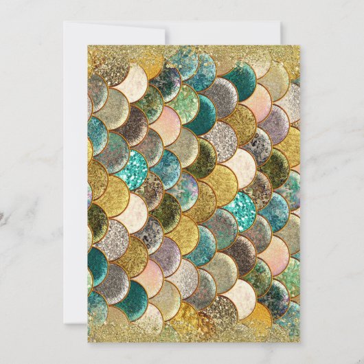 Glam Zeemeermin Pool Party Gold Glitter Blauwgroen Kaart (Achterkant)