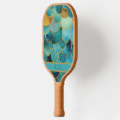 Glam Zeemeermin Schalen Blauwgroen & Gouden Monogr Pickleball Paddle (Links)