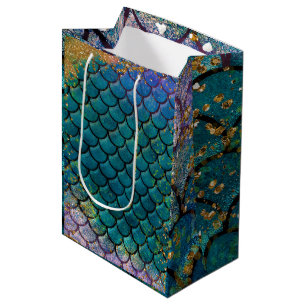 Glam Zeemeermin Vissen Schubben Teal Paars Goud Gl Medium Cadeauzakje