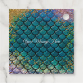 Glam Zeemeermin Vissen Schubben Turkoois Paars Gou Bedankjes Labels (Achterkant)