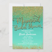 Glam Zeemeermin Vrijgezellenfeest Goud Glitter & B Kaart (Voorkant)