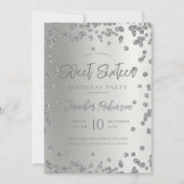 Glam Zilver Chic Glitter Foto Zoet 16 Kaart (Voorkant)