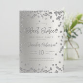 Glam Zilver Chic Glitter Foto Zoet 16 Kaart (Staand voorkant)